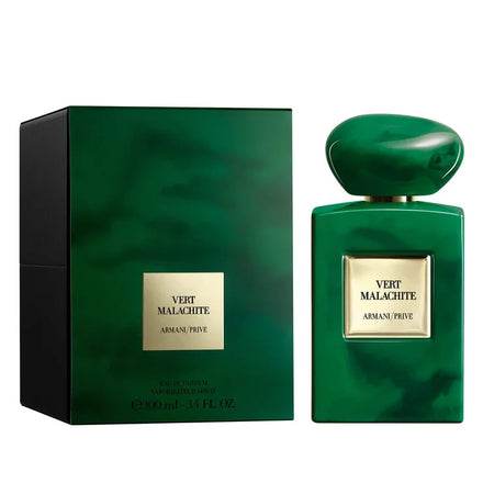 Armani Privé Vert Malachite Eau de Parfum Unisexe 100 ml flacon vert luxueux
Vert Malachite parfum floral lys blanc, notes orange amère vanille