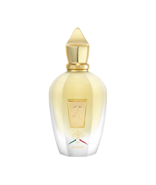 Parfum unisexe Naxos de la collection Xerjoff 1861, célèbre pour ses notes de miel, tabac et lavande.